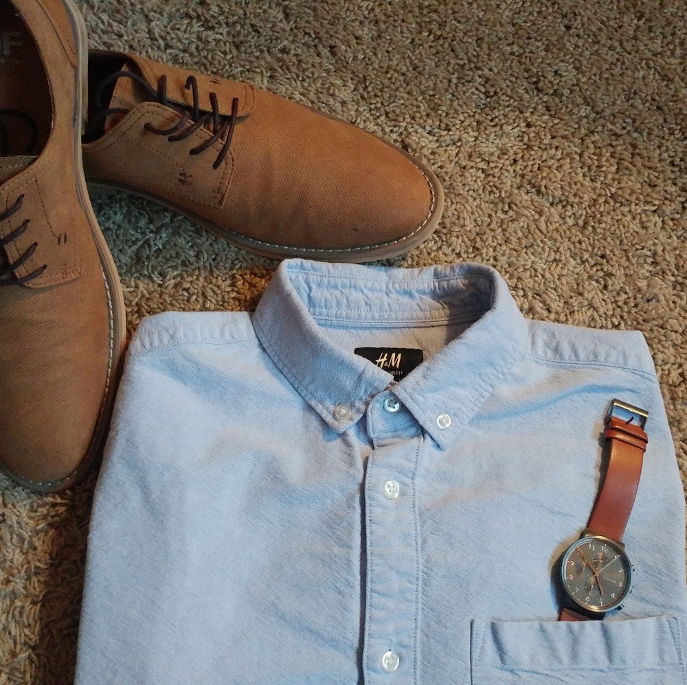 H&M Regular Fit Long-Sleeve Buttoned Pocket Shirt